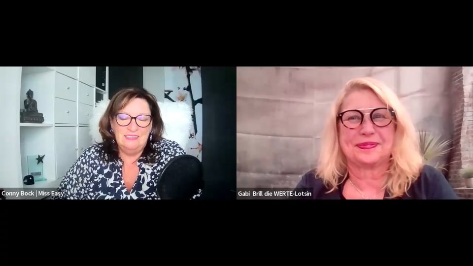 Gabi Brill und Conny Bock im geteilten Bildschirm während des Interviews